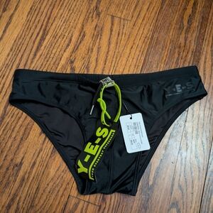Y-E-S Mens Black Bikini Speedo Bottom Size L